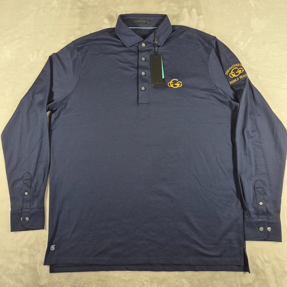 Greyson Omaha Long Sleeve Polo Shirt Men's XL Blue Performance Golf Brrr NWT